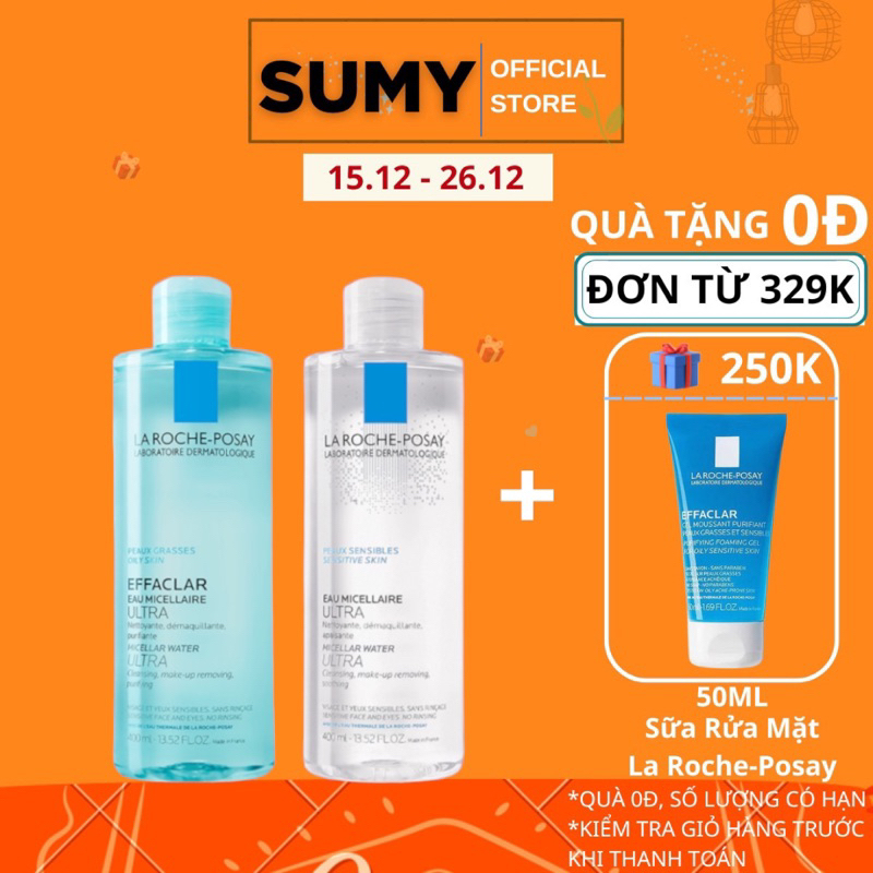 Nước tẩy trang La Roche Posay Effaclar Micellar Water Ultra cho da dầu nhạy cảm 400ml