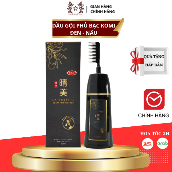 Dầu gội Phủ Bạc Komi Nhật Bản 350ml đen nâu tự nhiên nhân sâm phủ màu bạc