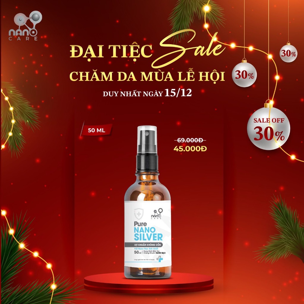 Nano-Care Xịt Khuẩn Không CỒN Nano Bạc Cao Cấp (Chai 50ML)