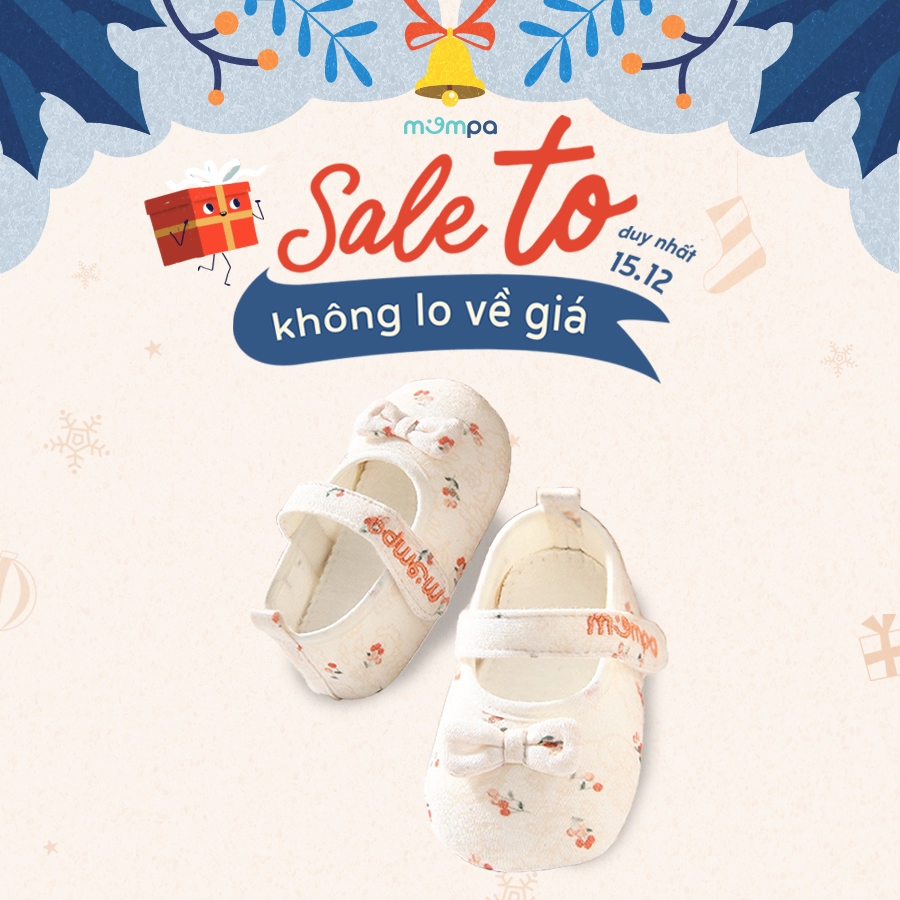 Giày búp bê tập đi cho bé gái Mompa 13 đến 22 tháng vải mềm thoáng mát họa tiết xinh xắn MP704