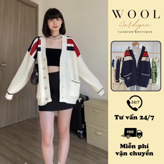 Áo cardigan Thom nam nữ kẻ sọc viền dáng rộng hàng loại 1, Áo khoác cardigan chất len dệt mềm mịn không xù vải