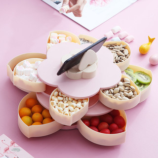Khay Mứt Xoay, Hộp Đựng Mứt Tết Bánh Kẹo, khay đựng mứt cánh hoa 2 tầng