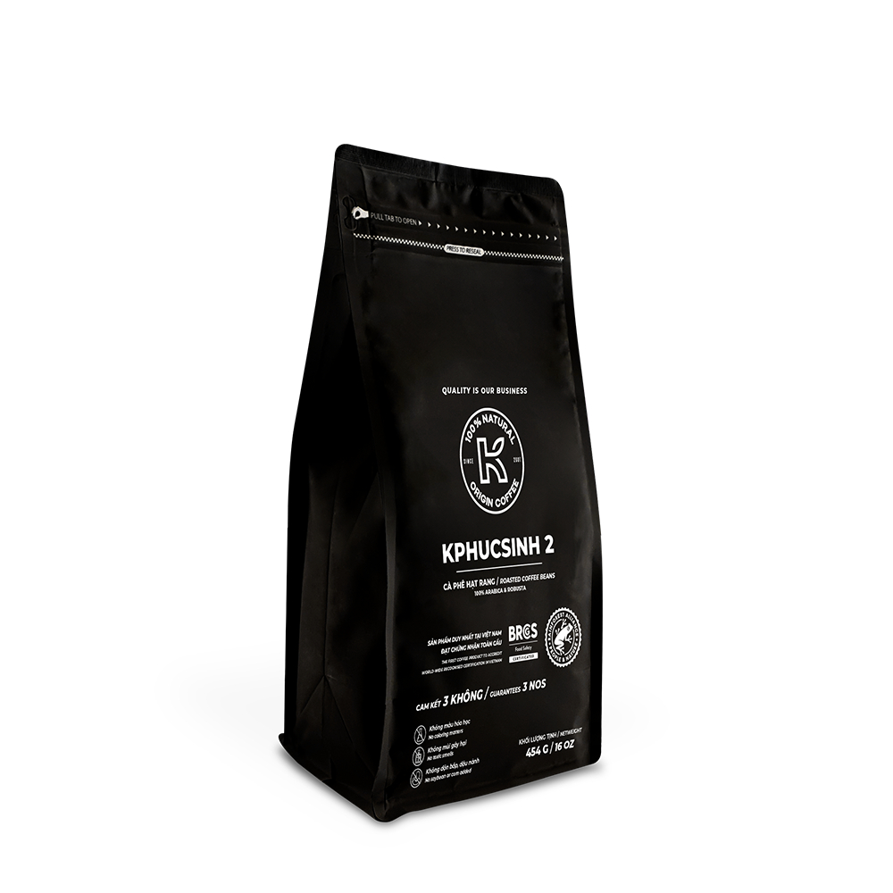 Cà phê rang xay Robusta Arabica K PhucSinh 2 Túi 454 Gram