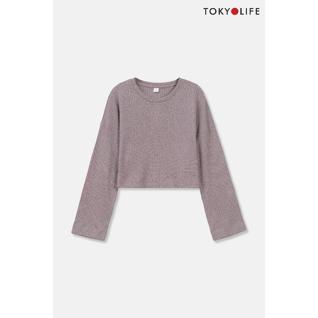 Áo len NỮ cổ tròn dáng croptop TOKYOLIFE C9SWT500N