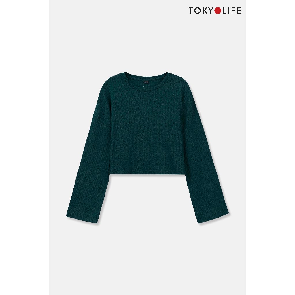 Áo len NỮ cổ tròn dáng croptop TOKYOLIFE C9SWT500N