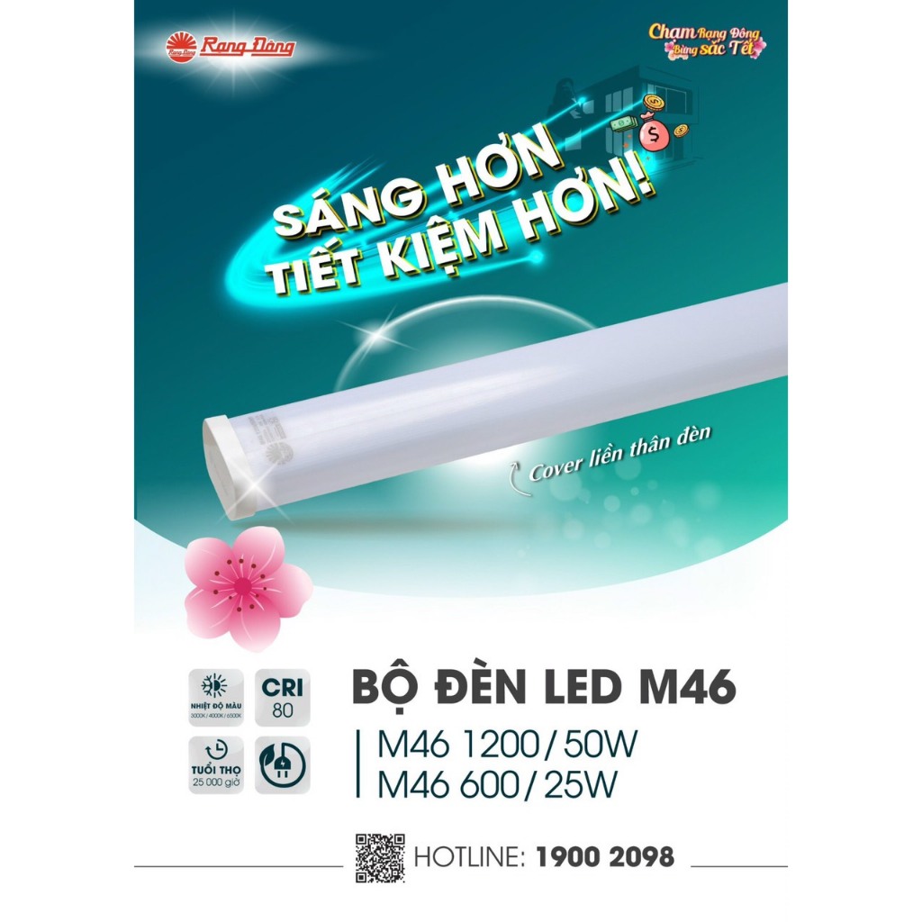 Đèn LED bán Nguyệt Rạng Đông 60w M26 M36 M46 M66 1200/60W 6500k