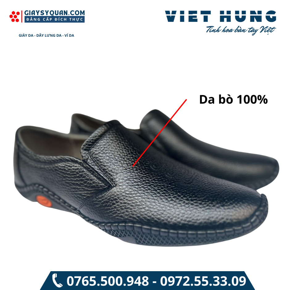 Giày Lười Da Thật, Đế Cao Su Êm ,Màu Đen