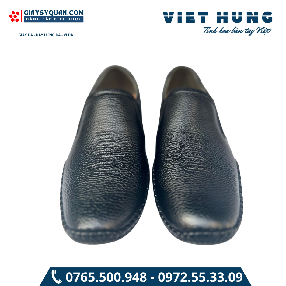 Giày Lười Da Thật, Đế Cao Su Êm ,Màu Đen