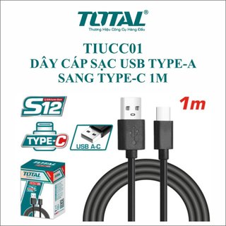 Dây cáp sạc usb type-a sang type-c 1m total tiucc01 hàng chính hãng