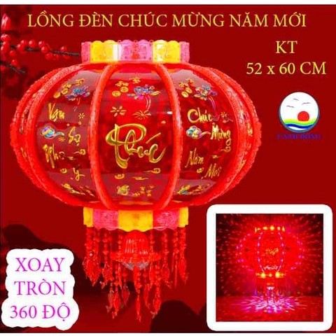 Lồng đèn tự xoay 360 điện tử có đèn led ánh sáng lung linh Chúc Mừng Năm Mới treo cửa đón tài lộc may mắn - Phụ kiện tra