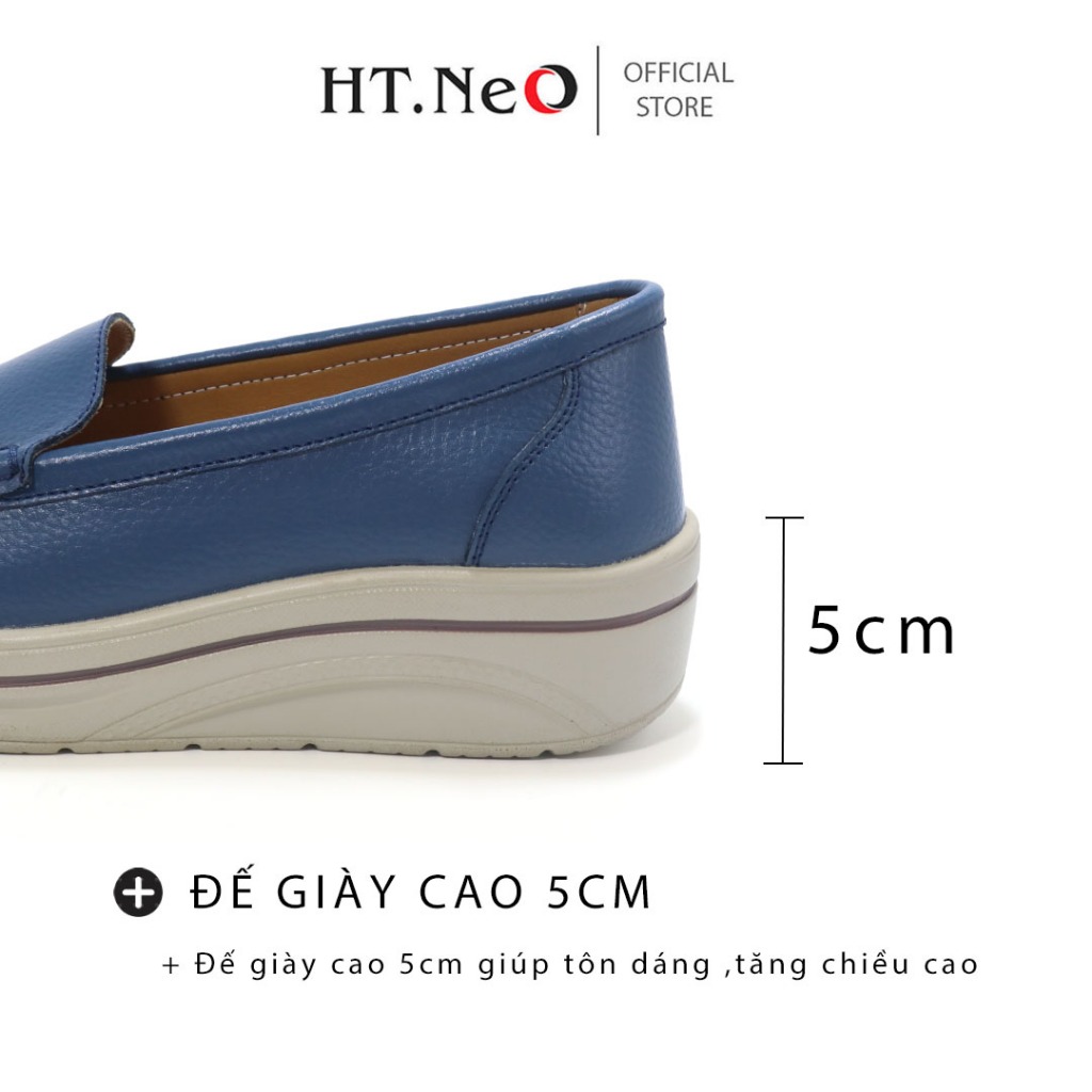 Giày da nữ - Giày đế bằng HT.NEO da bò thật ,thiết kế trẻ trung ,năng động ,đế cao 5cm giúp tôn dáng tăng chiều cao GM20
