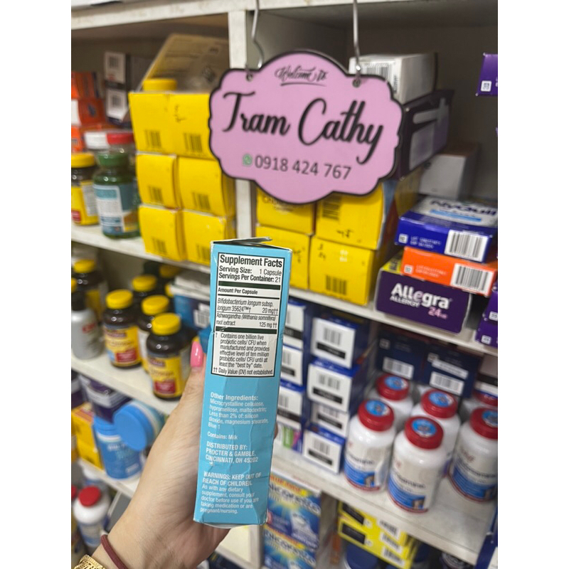 Date 3-2024 viên uống men tiêu hoá hỗ trợ tiêu hóa Giảm căng thẳng Probiotic + Viên nang Ashwagandha