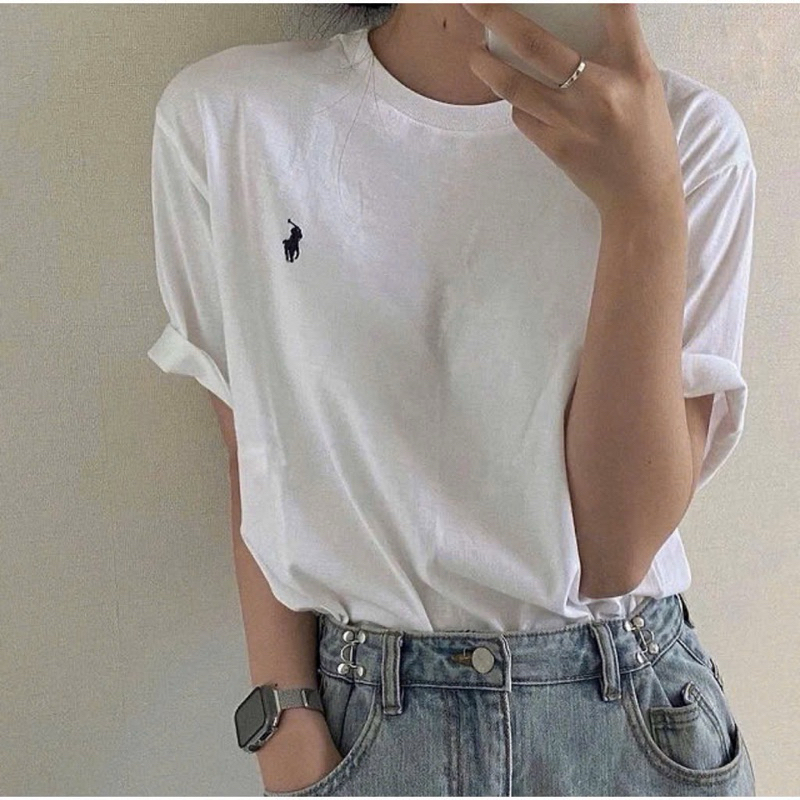 ÁO PHÔNG NỮ THUN LOGO THÊU NGỰA COTTON 100% 2023