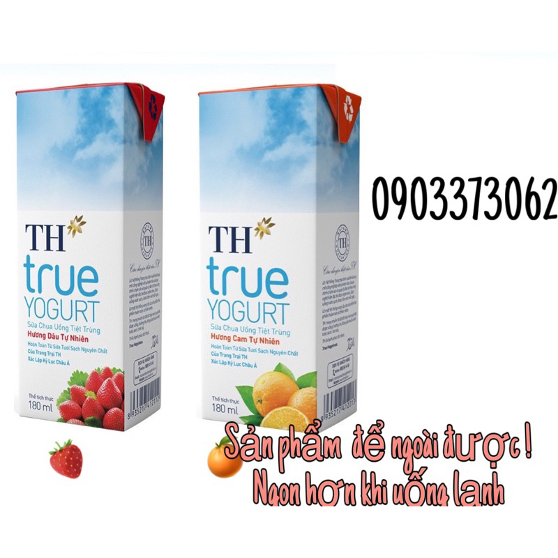 Sữa chua uống TH True Yogurt tiệt trùng vị cam/dâu tây 180ml