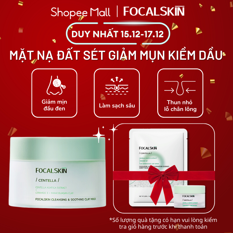 FOCALSKIN Mặt Nạ Đất Sét RAU MÁ Chăm Sóc Da Dưỡng Ẩm Kiểm Soát Dầu 80g/7g