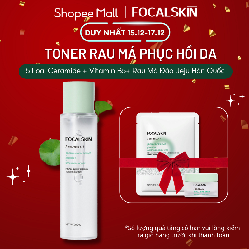 FOCALSKIN Toner Nước Hoa Hồng RAU MÁ Đảo Nam Hàn Quốc Dưỡng Da Hiệu Quả 200ml/20ml