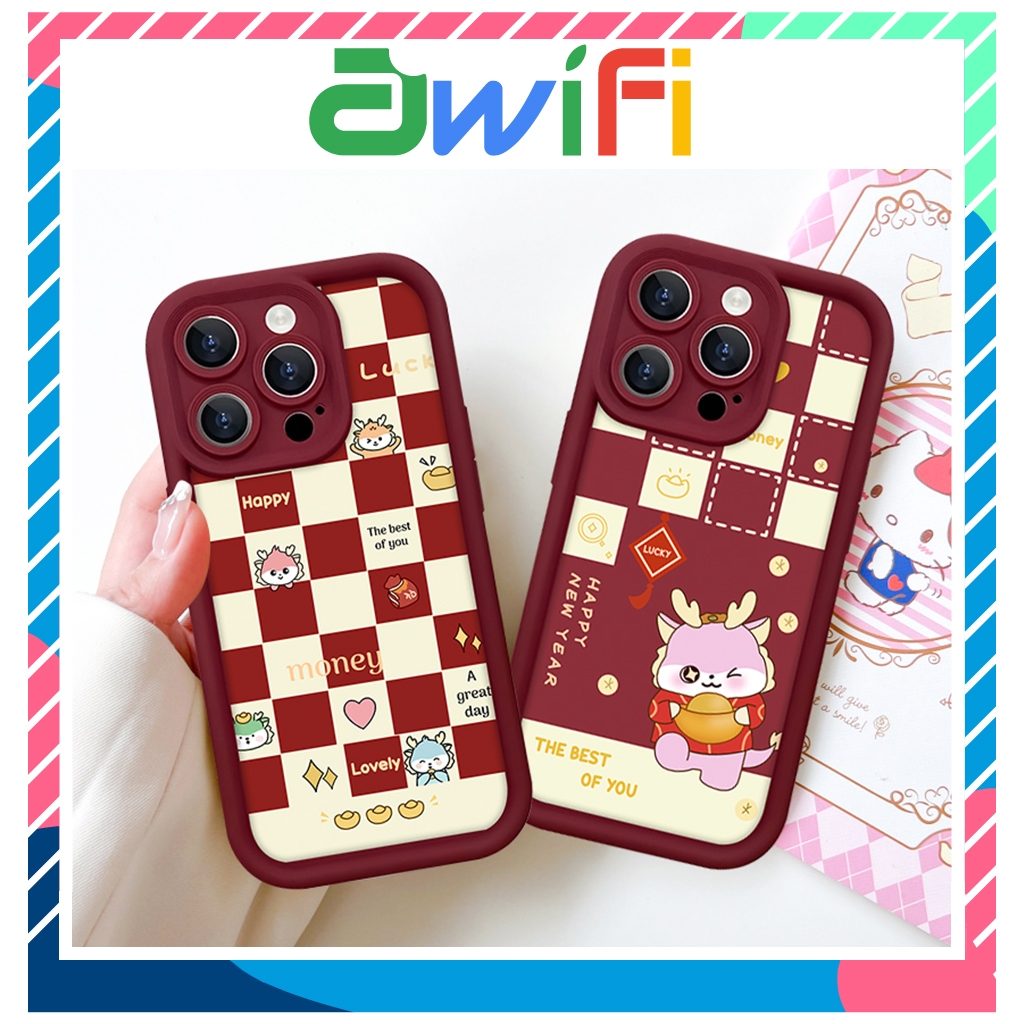 Ốp lưng iphone camera viền cao rồng hồng 6/6s/6plus/7/8/plus/x/xs/11/12/13/14/15/pro/max/plus/promax - Awifi Case X5-2