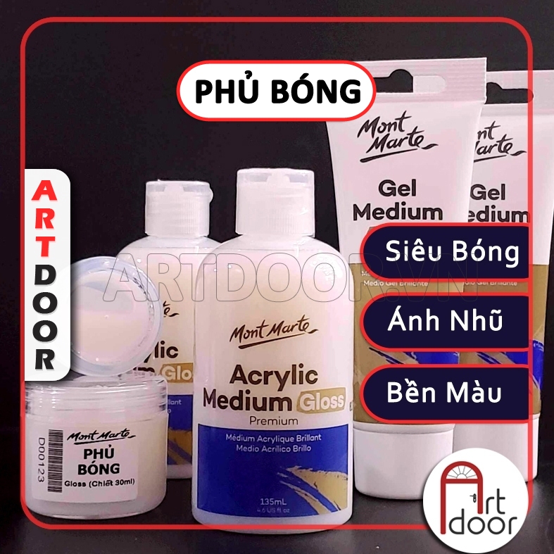 Phủ Bóng màu Acrylic MONT MARTE Gloss kháng nước, bền màu custom áo, tô tượng, đất sét, số hoá