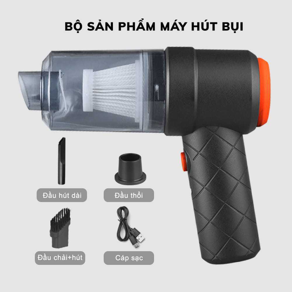 Máy Hút Bụi Cầm Tay Mini Lực Hút 6000MPA Siêu Mạnh Công Suất 60W Nhỏ Gọn Pin Sạc Tiện Lợi Hút Bụi Giường Nệm Ô tô