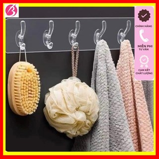 MÓC DÁN TƯỜNG 6 MÓC - Thanh 6 móc treo đồ dán tường siêu dính chịu lực đa năng trong suốt