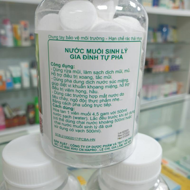 Muối viên An Phú pha 500ml nước súc miệng - lọ 50 viên