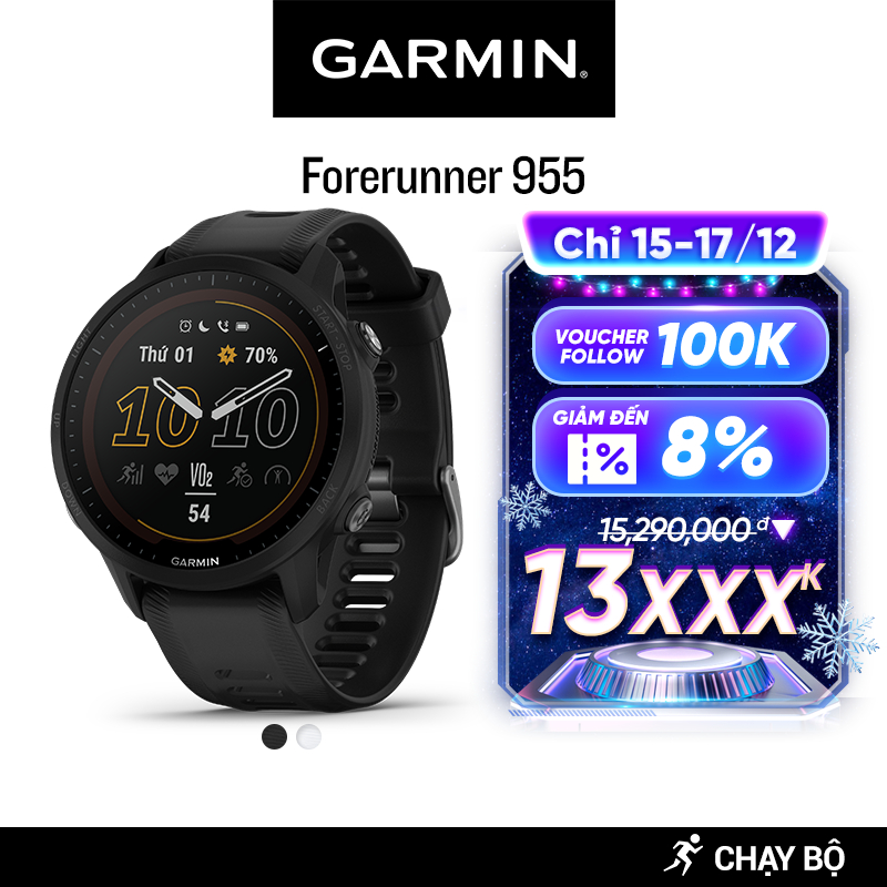 Đồng Hồ Thông Minh Garmin Forerunner 955 Solar  - Hàng Chính Hãng