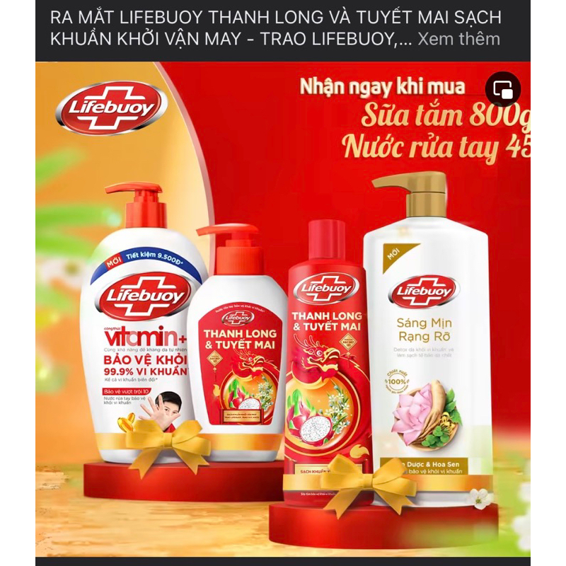 Sữa tắm Lifebouy Detox thiên nhiên 800g tặng St thanh long