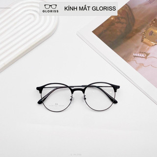 Gọng kính mắt mèo cận kim loại nam nữ thời trang - GLORISS TR 2736 cắt cận, viễn, loạn thoải mái