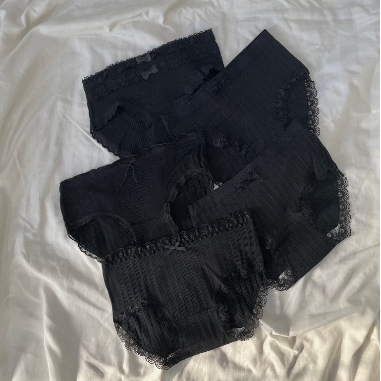 Set 5 quần cotton đen phối ren