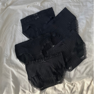 Set 5 quần cotton đen phối ren