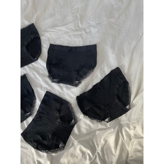 Set 5 quần cotton đen phối ren