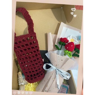 Túi đựng nước + hoa + kẹp tóc hadmade bằng len dễ