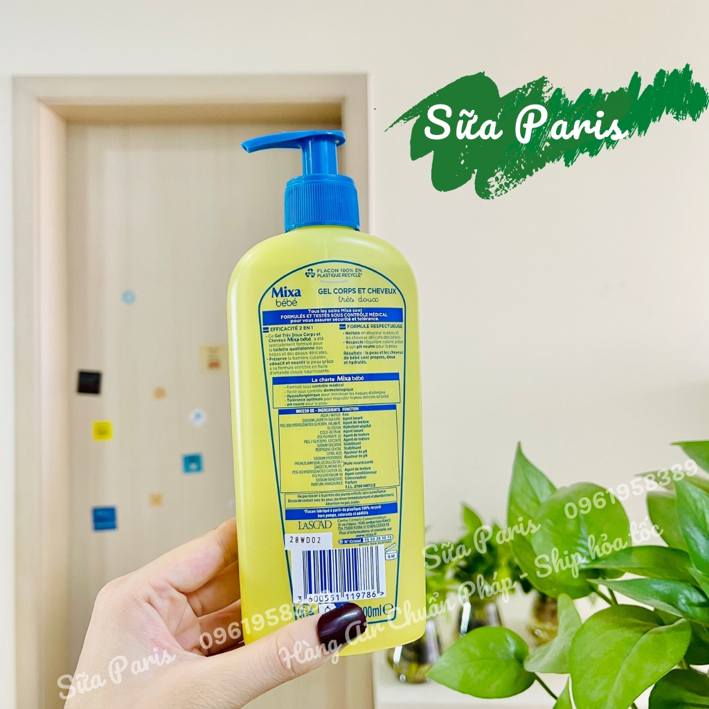Sữa tắm Mixa bebe sữa tắm gội 2in1 dành cho trẻ từ sơ sinh_Sữa Paris Aderma