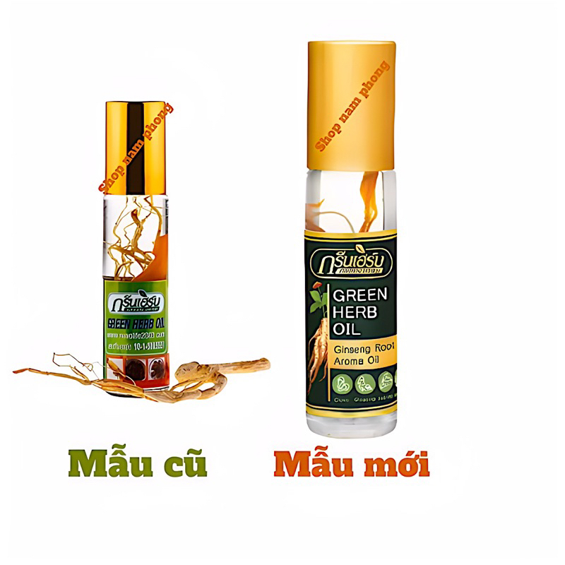 (Chính Hãng 100%) Dầu Lăn Sâm Green Herb Oil 8ml Thái Lan Chính Hãng Nội Địa