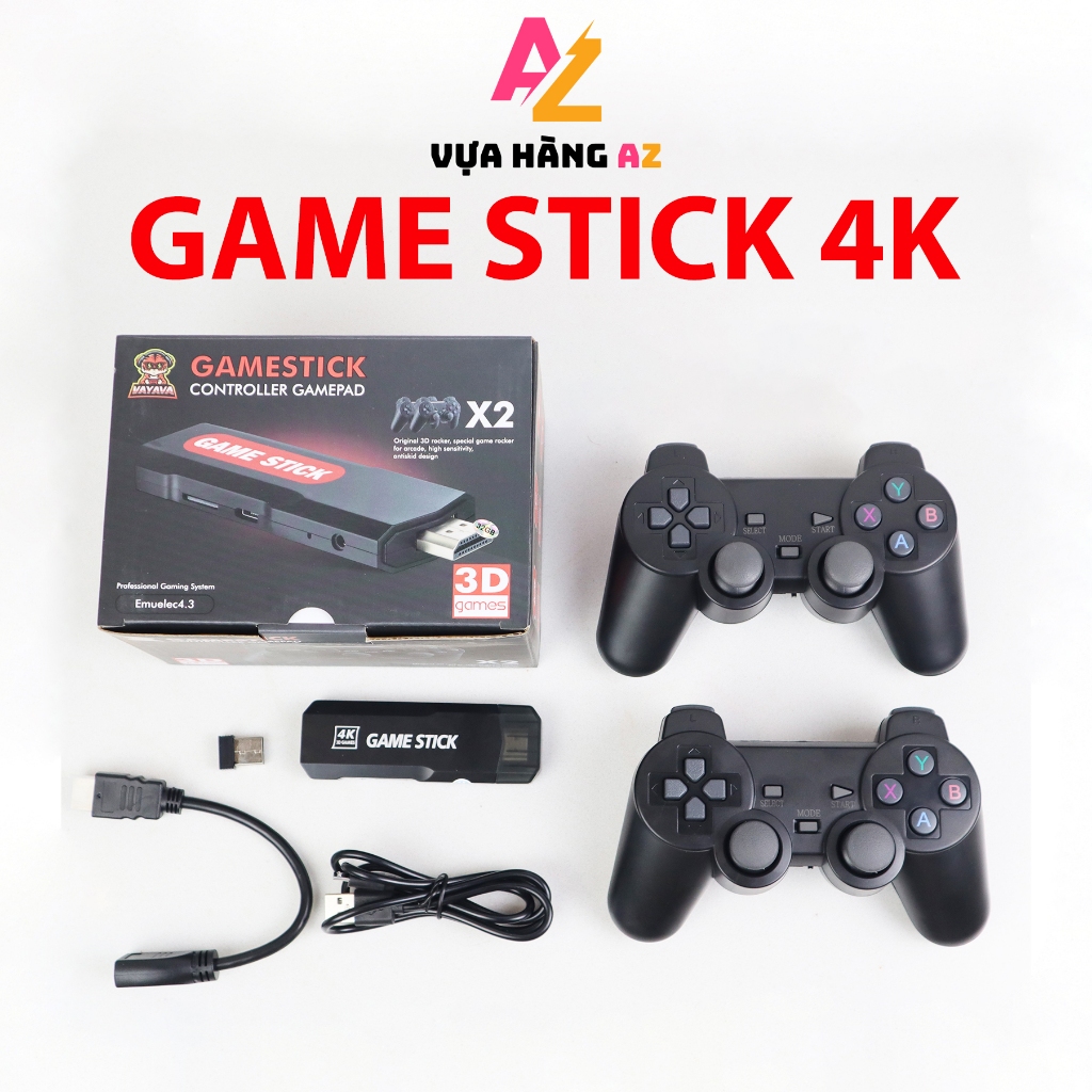 Máy Chơi Game Stick 4K X2 đỏ - GTA, PES 2022, God of War, One Piece, Crash Bandicoot, Assassin - Thêm hệ game PSP, 3D