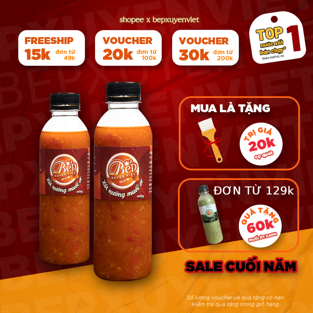 Combo 2 chai Sốt Ướp Thịt Nướng Vị Muối Ớt Bếp Xuyên Việt 400G, Sốt Ướp Thịt, Hải Sản Tiện Lợi.