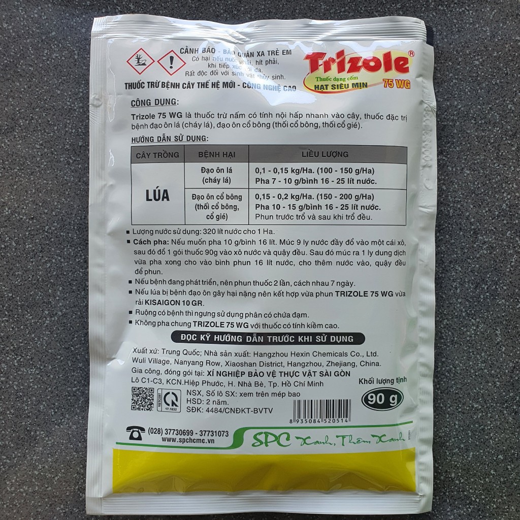 Trừ đạo ôn cổ bông, đạo ôn lá Trizole 75WG 90gr