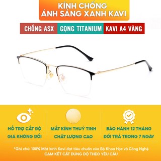 Kính Chống Ánh Sáng Xanh Gọng Titanum cao cấp Kavi A4 màu vàng