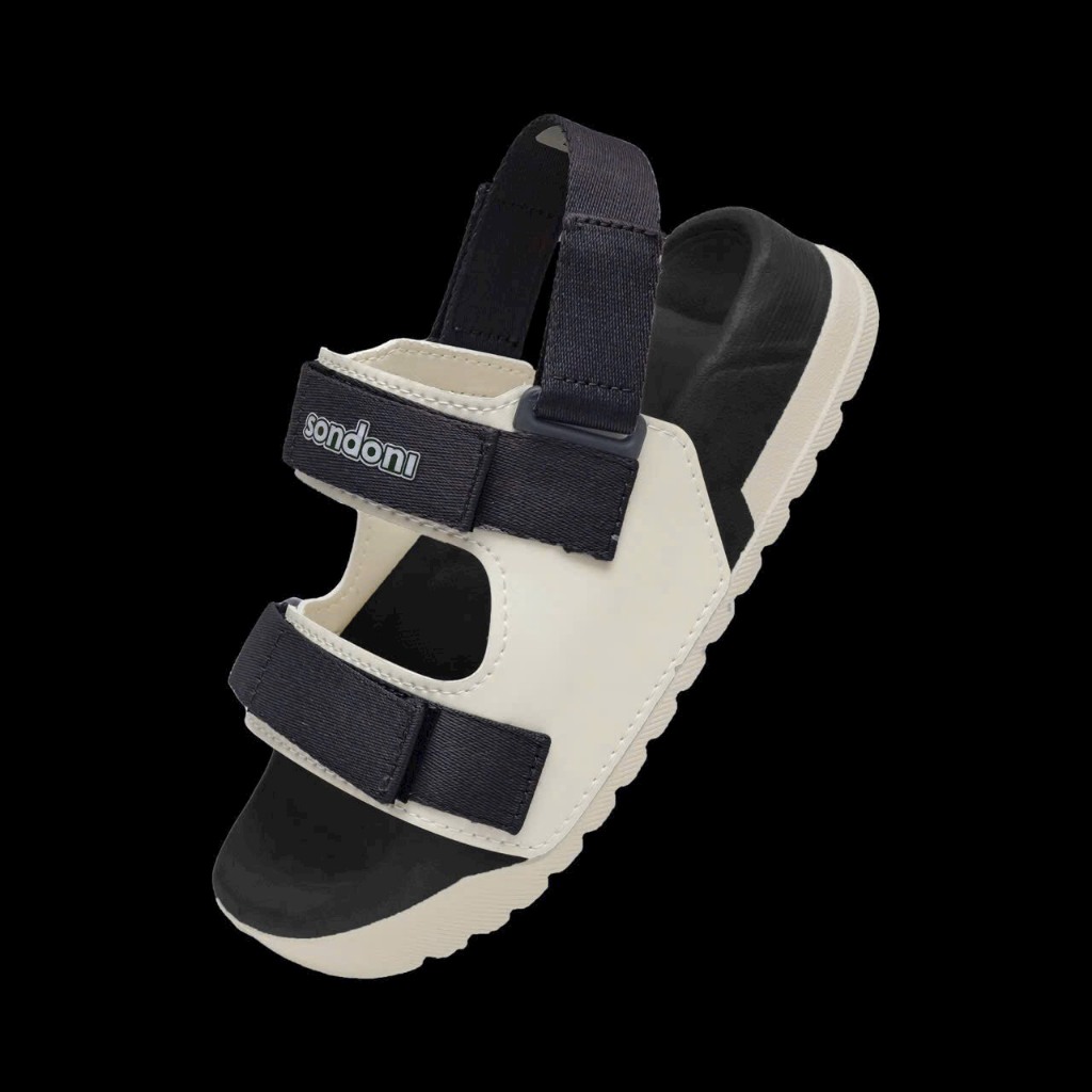 Giày Sandal Nữ S1 2 Quai Ngang Be Phối Đen Siêu Nhẹ Siêu Bền Siêu Dễ Thương - Tặng kèm vớ