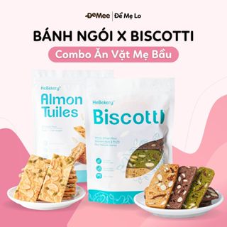 [COMBO ĂN VẶT MẸ BẦU] 250g Biscotti - Bánh Ngũ Cốc Hạt + 200g Bánh Ngói Hạnh Nhân Ăn Kiêng Healthy Hebeker by Demee