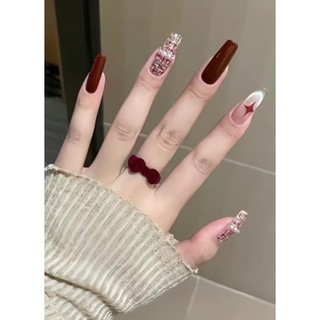 Mẫu nailbox tone đỏ mắt mèo tặng kèm keo và dũa