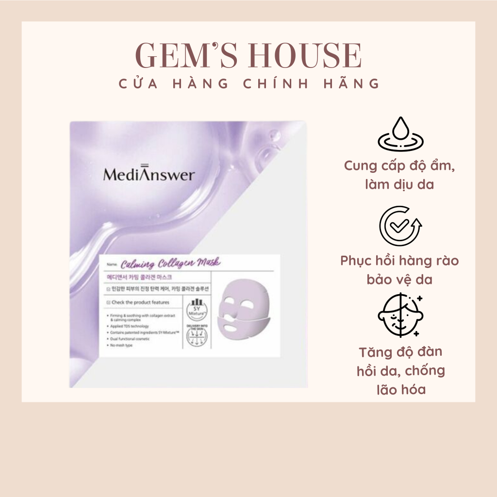 Mặt nạ MediAnswer dạng thạch Collagen MediAnswer Calming Collagen Mask Sheet (Tím)