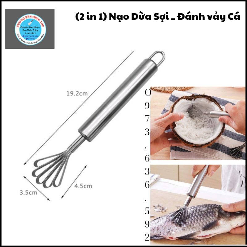 Dụng Cụ Nạo Dừa Sợi & Đánh Vảy Cá 5 Rãnh Tròn