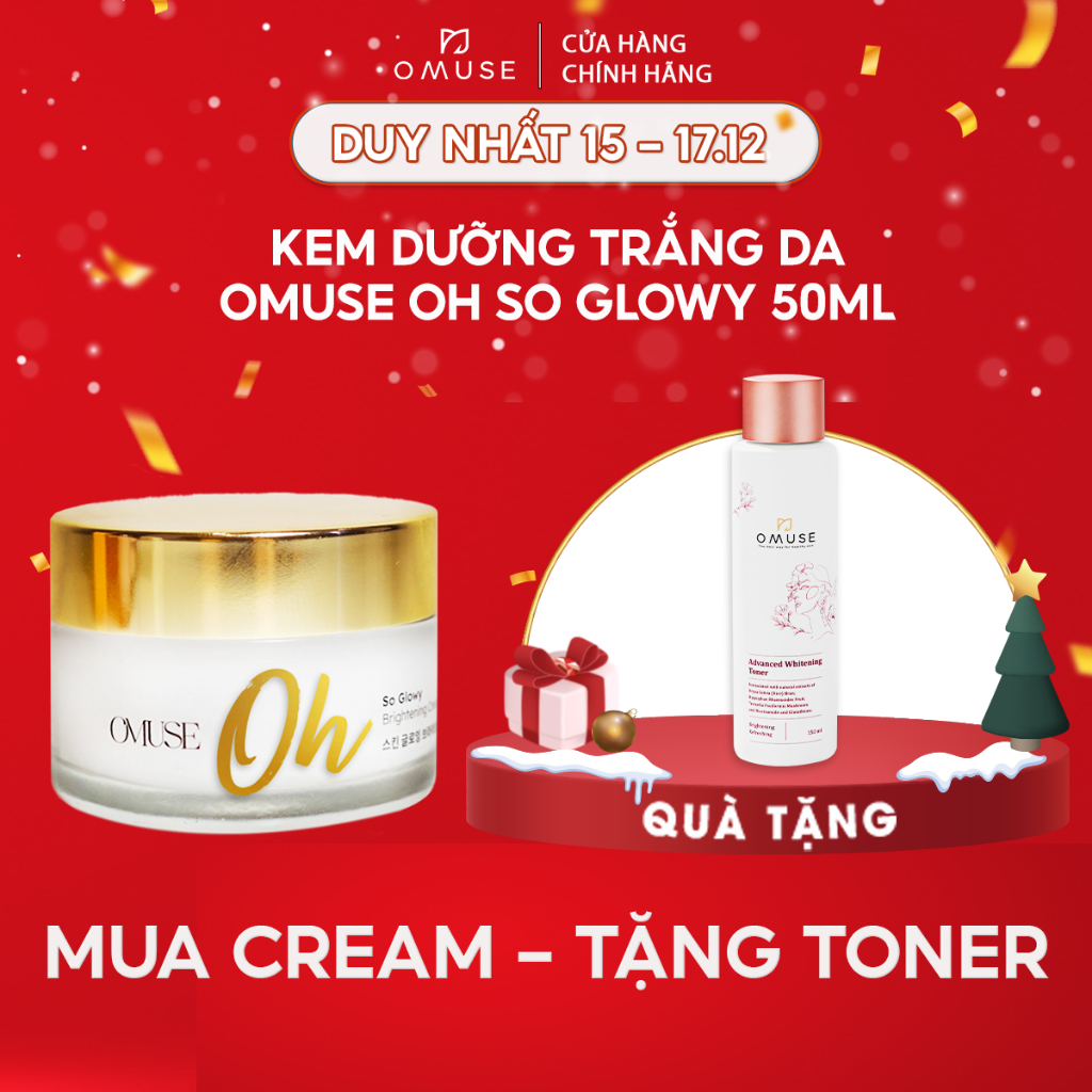Kem dưỡng trắng da mặt, dưỡng ẩm và hỗ trợ giảm thâm OMUSE Oh So Glowy Brightening Cream 50g