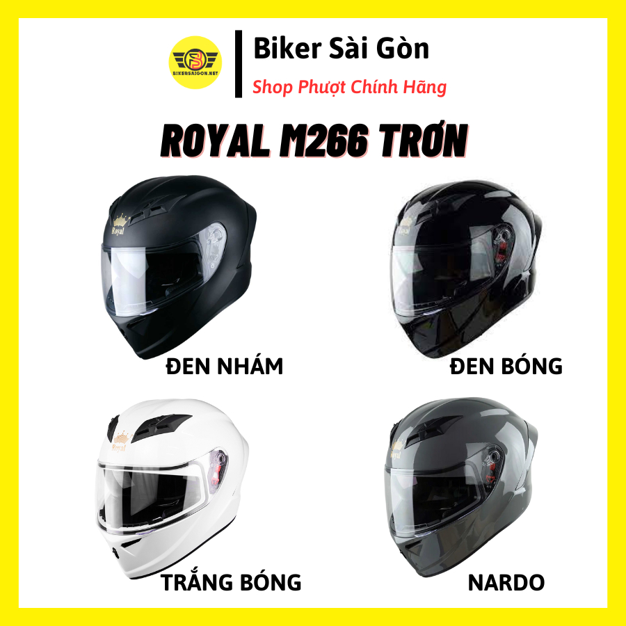 Mũ Bảo Hiểm Full face 2 Kính ROYAL M266 Màu Trơn - Biker Sài Gòn