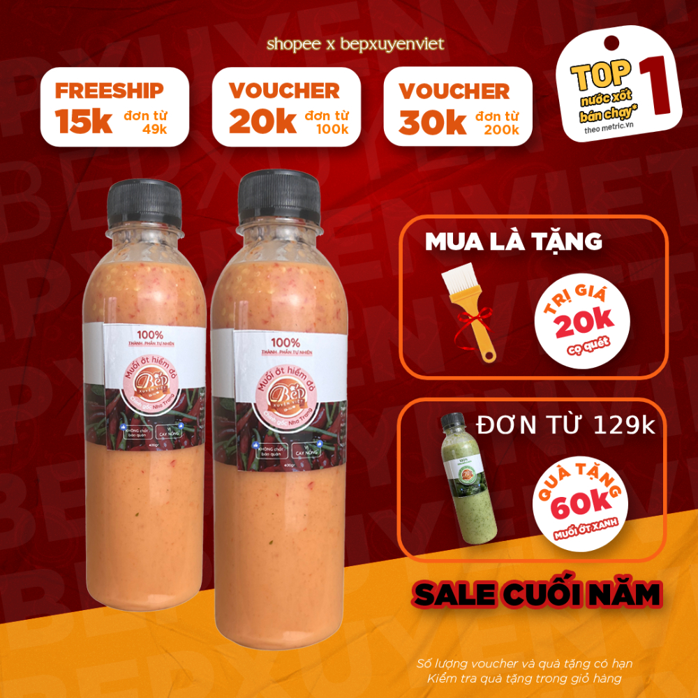 Cobmo 2 Chai Muối Ớt Hiểm Đỏ Cay Nồng, Chính Gốc Nha Trang Bếp Xuyên Việt, chấm gà, heo, hải sản nướng, thịt hấp luộc