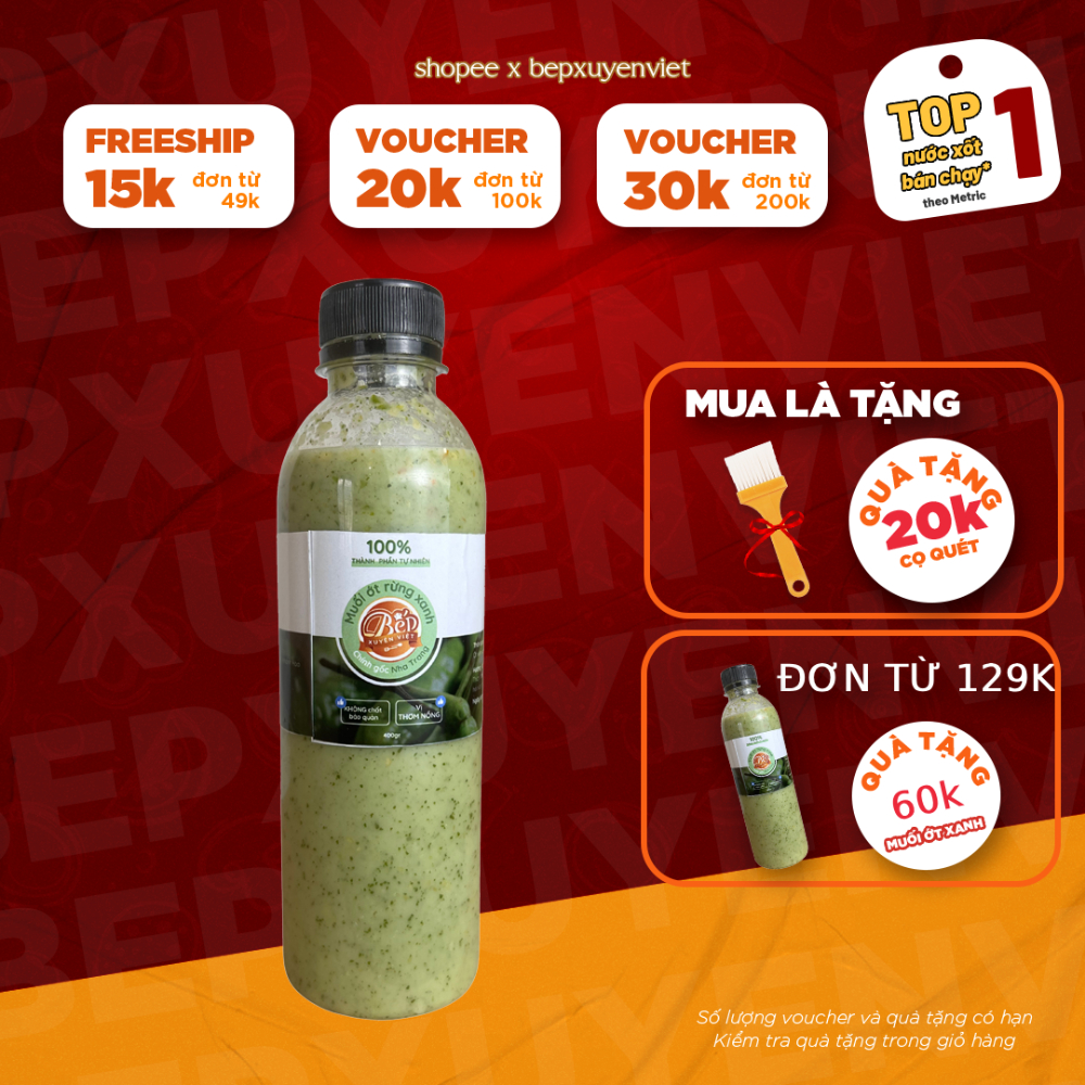 Muối Ớt Rừng Xanh Thơm Nồng, Chính Gốc Nha Trang Bếp Xuyên Việt, dùng để chấm hải sản hấp, gà luộc, thịt nướng