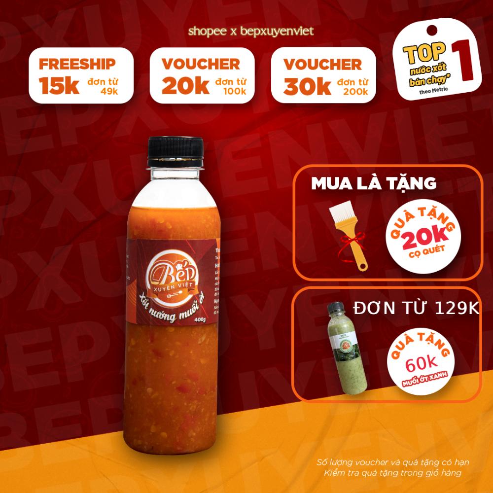 Sốt Nướng Muối Ớt Bếp Xuyên Việt 400G, Xốt Ướp, Gia Vị Ướp Thịt, Hải Sản Siêu Ngon, Tiện Lợi
