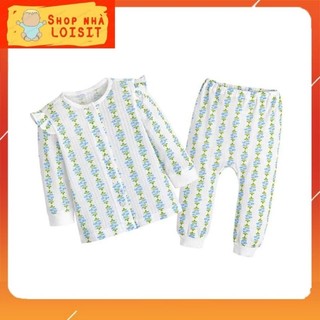 Bộ dài tay Moimoln cho bé gái chất cotton mỏng thông hơi