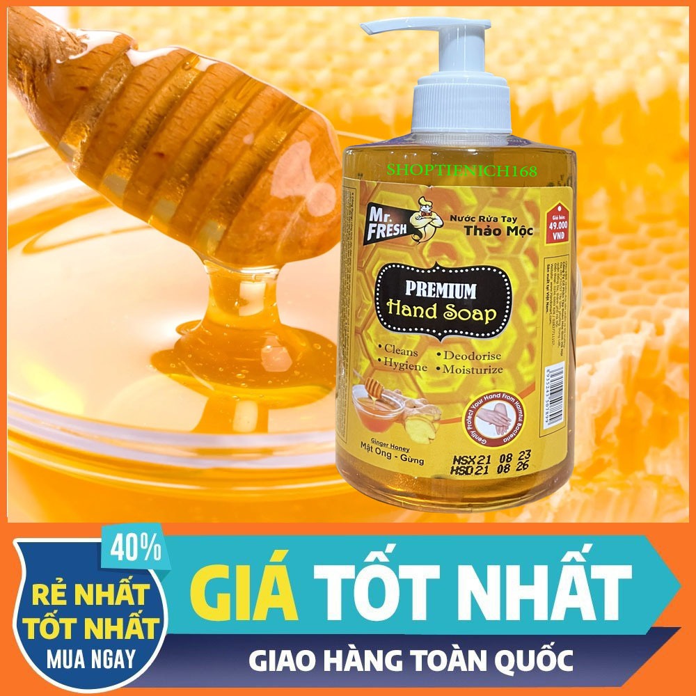 Nước rửa tay khử mùi Diệt khuẩn Mr.Fresh 500ml Hương Mật ong